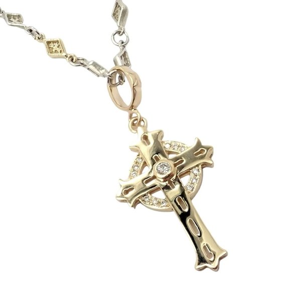 Authentic! Loree Rodkin 18k Yellow Gold + Silver Cross Diamond Necklace - Picture 1 of 12